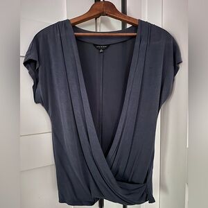 Lucky Brand Blue Sandwash Wrap Top